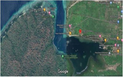 Satellietfoto van de Banyuwedang Baai